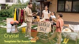  Presentation with yard sale - PPT theme with young-man-with-beard-looking background and a tawny brown colored foreground