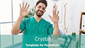 Presentation with pain - PPT theme featuring young-man-with-beard-working background and a teal colored foreground