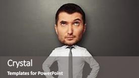  Presentation with man head in hands - PPT theme enhanced with young man with big head background and a dark gray colored foreground