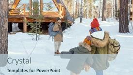  Presentation with house forest - Audience pleasing PPT layouts consisting of young-man-with-big-rucksack backdrop and a sky blue colored foreground