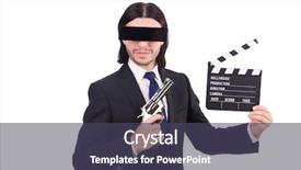  Presentation with human face - Presentation theme featuring young man with black face background and a tawny brown colored foreground