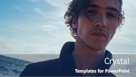  Presentation with long hair man - PPT theme with young-man-with-blown-brown background and a  colored foreground