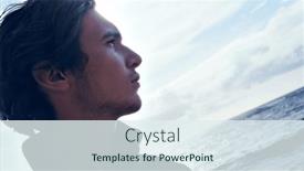  Presentation with long hair man - Presentation theme consisting of young-man-with-blown-brown background and a sky blue colored foreground