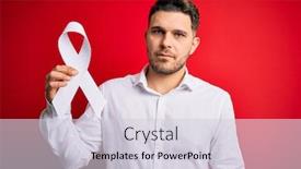  Presentation with lung cancer - PPT theme consisting of young-man-with-blue-eyes background and a lemonade colored foreground