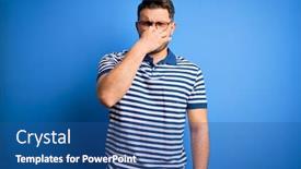  Presentation with bad breath - Amazing PPT layouts having young-man-with-blue-eyes backdrop and a ocean colored foreground