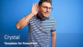  Presentation with blue eyes - Presentation theme enhanced with young-man-with-blue-eyes background and a ocean colored foreground