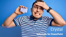  Presentation with blue eyes - Presentation design consisting of young-man-with-blue-eyes background and a teal colored foreground