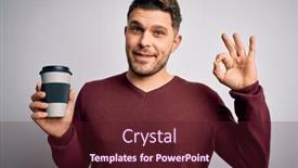  Presentation with plastic bottle - Presentation having young-man-with-blue-eyes background and a wine colored foreground