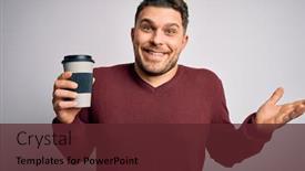  Presentation with plastic bottle - Audience pleasing PPT theme consisting of young-man-with-blue-eyes backdrop and a tawny brown colored foreground