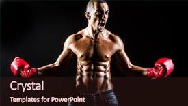  Presentation with young athletes box jumping - Cool new presentation theme with young man with boxing gloves backdrop and a wine colored foreground