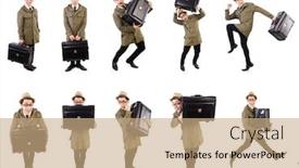  Presentation with young man holdng laptop on lap money - PPT theme consisting of young-man-with-briefcase-isolated background and a coral colored foreground