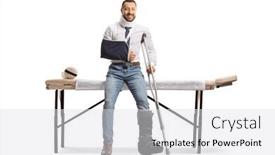  Presentation with cervical - Slide set enhanced with young-man-with-cervical-collar background and a light gray colored foreground