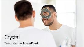  Presentation with skin care - Theme having young man with clay mask background and a white colored foreground