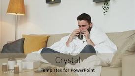  Presentation with coronavirus pills - Presentation featuring young-man-with-coronavirus background and a coral colored foreground