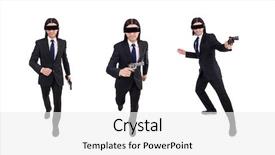  Presentation with gun - Cool new presentation theme with young man with covered eyes backdrop and a white colored foreground