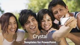  Presentation with digital - Presentation theme with photographing himself and three friend background and a  colored foreground