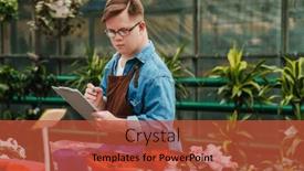  Presentation with writing notes - Theme enhanced with young-man-with-down-syndrome background and a red colored foreground