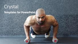  Presentation with role play woman and man - Audience pleasing presentation design consisting of young-man-with-dumbbells-doing backdrop and a gray colored foreground