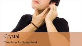  Presentation with ear pain - Cool new presentation design with young man with ear pain backdrop and a coral colored foreground