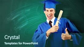  Presentation with graduation - Audience pleasing slide deck consisting of young man with graduation cap backdrop and a ocean colored foreground