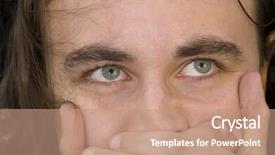  Presentation with black man - Theme enhanced with young man with green eyes and beard over black background and a coral colored foreground