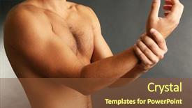  Presentation with hand wrist pain - Cool new slide set with young man with hand pain backdrop and a tawny brown colored foreground