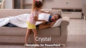  Presentation with daughter - Slide set having young-man-with-his-daughter background and a tawny brown colored foreground