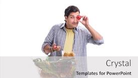  Presentation with grocery - Slide set featuring young-man-with-his-grocery background and a light gray colored foreground