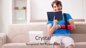  Presentation with 3d man sitting question mark - Amazing presentation having young man with injured arm backdrop and a soft green colored foreground