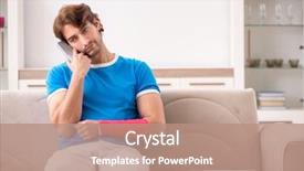  Presentation with 3d man sitting question mark - Presentation enhanced with young man with injured arm background and a  colored foreground