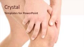  Presentation with knee pain - Colorful presentation design enhanced with vegetable background fresh peppers tomatoes basil on the blue wooden background backdrop and a light blue colored foreground