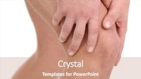  Presentation with knee pain - Slides having young man with knee pain isolated on white background and a coral colored foreground