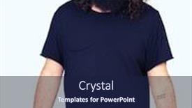  Presentation with heavy metal - Colorful slide set enhanced with young man with long hair and beard wearing heavy metal black outfit afraid and shocked with surprise expression fear and excited face backdrop and a navy blue colored foreground