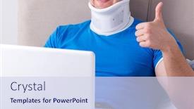  Presentation with injury - Audience pleasing slide deck consisting of young-man-with-neck-injury backdrop and a sky blue colored foreground