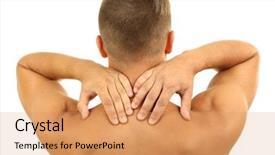  Presentation with shoulder pain - Audience pleasing PPT theme consisting of young man with neck pain backdrop and a  colored foreground