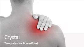  Presentation with shoulder pain - Colorful slide set enhanced with young man with neck pain backdrop and a gray colored foreground