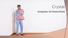  Presentation with corner - Amazing slide deck having young-man-with-nightclothes backdrop and a white colored foreground