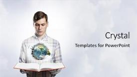  Presentation with nasa - Cool new slide deck with young man with opened book in hands elements of this image are furnished by nasa backdrop and a sky blue colored foreground