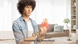  Presentation with living room - Slides featuring young-man-with-pain and a coral colored foreground