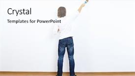  Presentation with paint brush brash and red - Audience pleasing theme consisting of young man with paint brush backdrop and a pink colored foreground