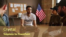  Presentation with patients - Slide deck with young-man-with-post-traumatic background and a tawny brown colored foreground