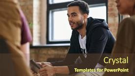  Presentation with discussion - Presentation design enhanced with young-man-with-post-traumatic background and a tawny brown colored foreground