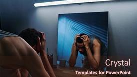  Presentation with anxiety disorder - Presentation design having young-man-with-post-traumatic background and a wine colored foreground