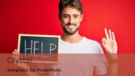  Presentation with bakground - Beautiful PPT theme featuring young-man-with-problem-holding backdrop and a red colored foreground