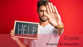  Presentation with bakground - Audience pleasing PPT layouts consisting of young-man-with-problem-holding backdrop and a red colored foreground