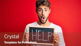  Presentation with bakground - Slides enhanced with young-man-with-problem-holding background and a tawny brown colored foreground