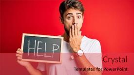  Presentation with bakground - Beautiful slide deck featuring young-man-with-problem-holding backdrop and a red colored foreground