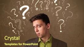  Presentation with question - Colorful PPT theme enhanced with young man with question mark backdrop and a tawny brown colored foreground