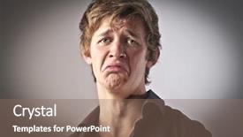  Presentation with women multicultural sad - Slides featuring young man with sad expression background and a violet colored foreground