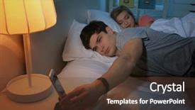  Presentation with sleep - Colorful theme enhanced with young man with sleep disorder backdrop and a tawny brown colored foreground